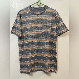 Flag & Anthem Men’s Striped Gray Coral Multicolor T-Shirt Short Sleeves Medium M